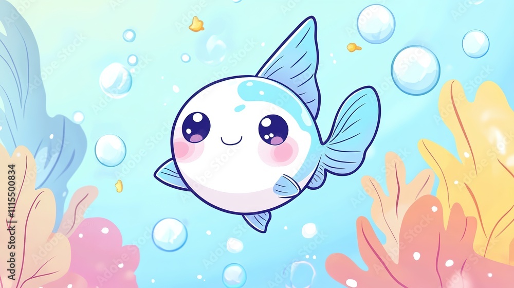 A cute kawaii-style blue angelfish learning, depicted in a playful vector illustration with vibrant colors and whimsical charm, representing a fun underwater character. A cute kawaii-style blue angelfish learning, depicted in a playful vector illustration with vibrant colors and whimsical charm, representing a fun underwater character.