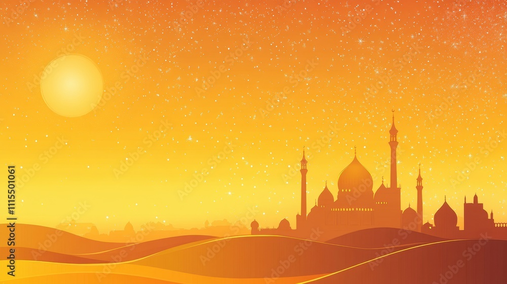 Obraz premium Majestic Mosque Under a Starry Arabian Sky