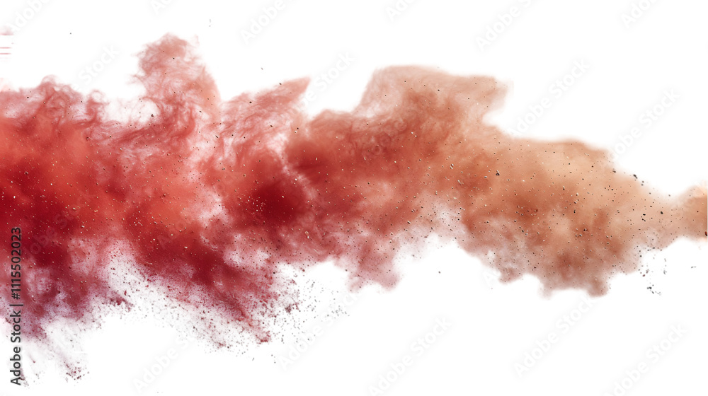Fototapeta premium DarkRed, White, Gold colours powder exploding isolated on a transparent background