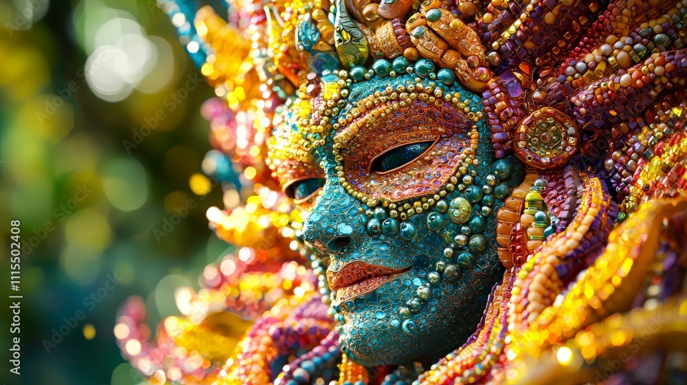 Vibrant thai bead mask display at cultural festival colorful art installation outdoor setting artistic perspective Vibrant thai bead mask display at cultural festival colorful art installation outdoor setting artistic perspective