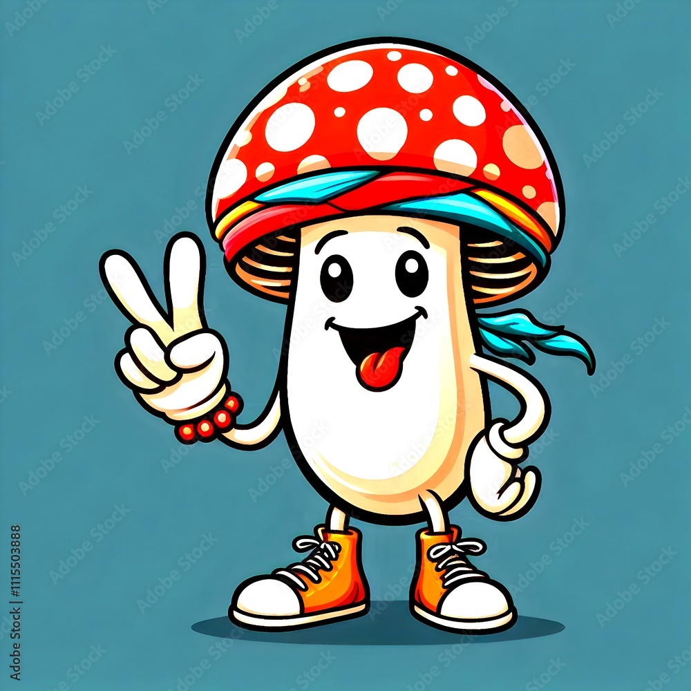 Naklejka premium mushroom character comic