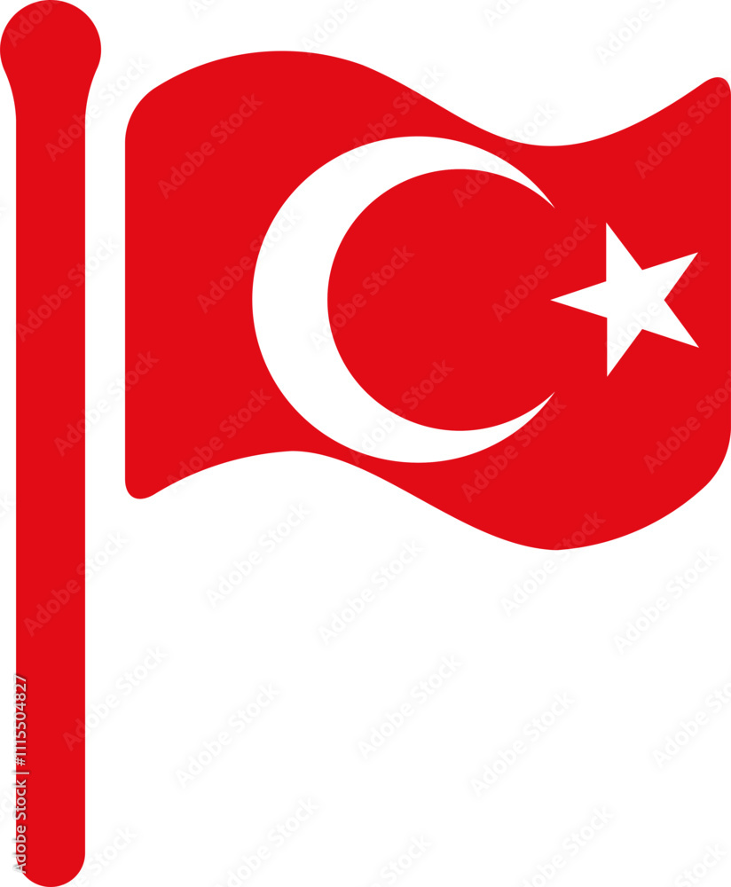 Obraz premium Turkey Flag free flown Rounded icon