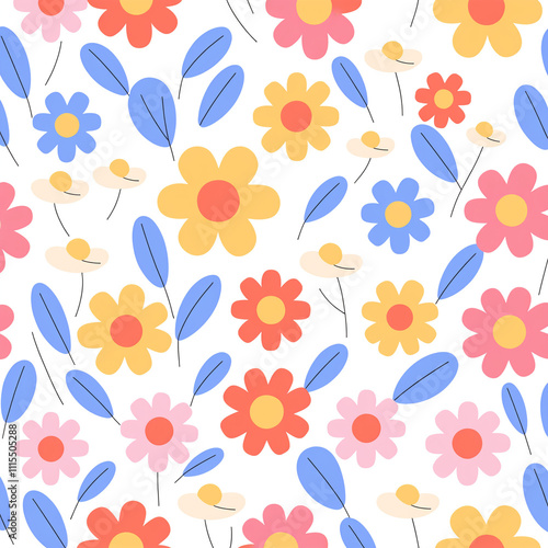 Wallpaper Mural Vintage seamless floral pattern. Liberty style background of small mauve and lilac flowers. Small flowers scattered over a white background. Stock vector for printing on surfaces. Realistic flowers.
 Torontodigital.ca