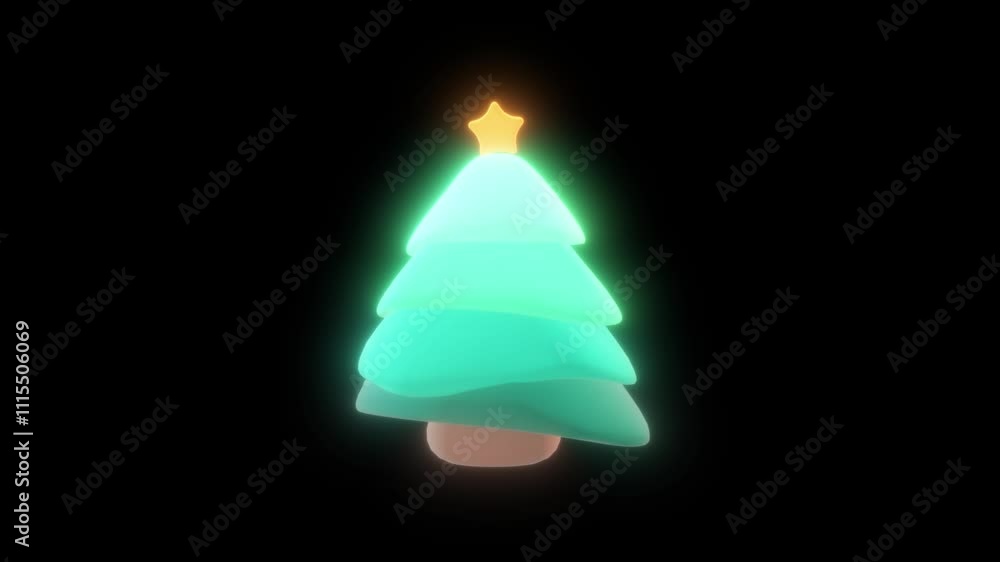 Christmas Background. Green Christmas tree with twinkling lights animated video Christmas Background. Green Christmas tree with twinkling lights animated video