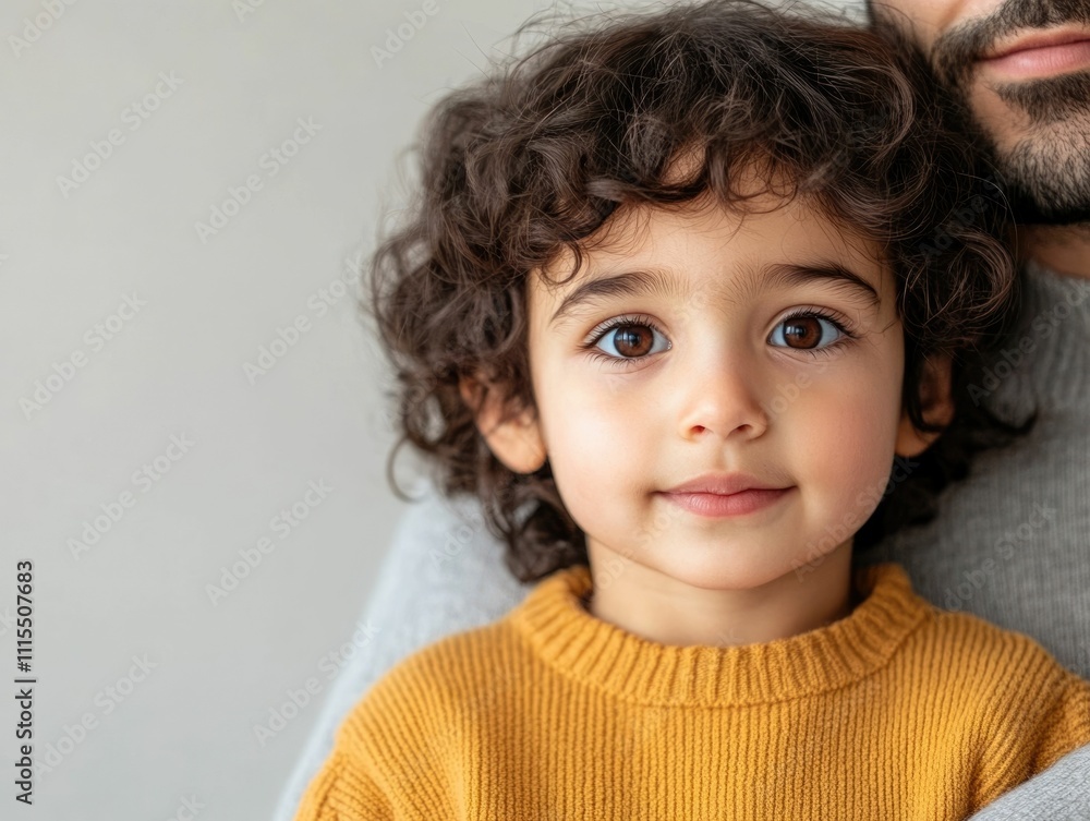 Naklejka premium A heartwarming and tender portrait capturing the deep bond and affection between a child and their parent The image radiates warmth love and genuine connection as they embrace