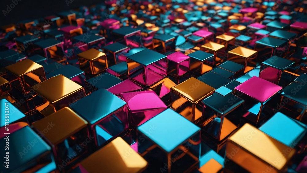 Fototapeta premium 3D abstract design with cubes and squares structured side by side