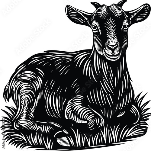 Goat vector silhouette,isolated white background