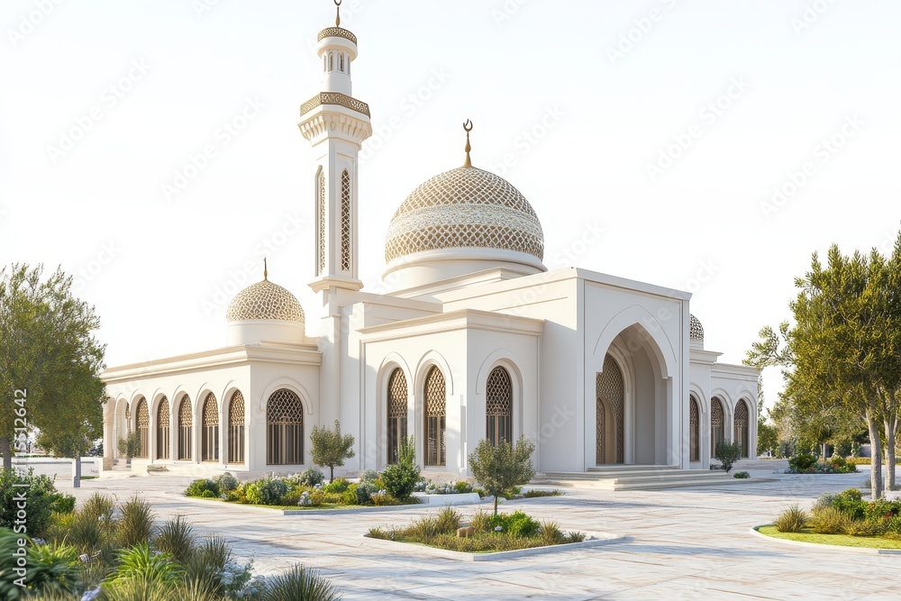 Fototapeta premium Traditional Mosque with Domes and Minaret Design
