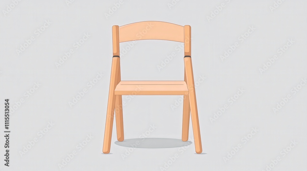 Simple Wooden Chair Front View on Light Gray Background Simple Wooden Chair Front View on Light Gray Background