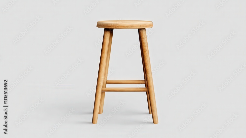 Elegant Wooden Stool with Simple Design on Light Background Elegant Wooden Stool with Simple Design on Light Background