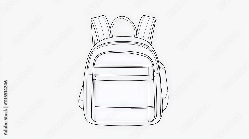 Fototapeta premium Simple Outline Illustration of a Backpack on White Background