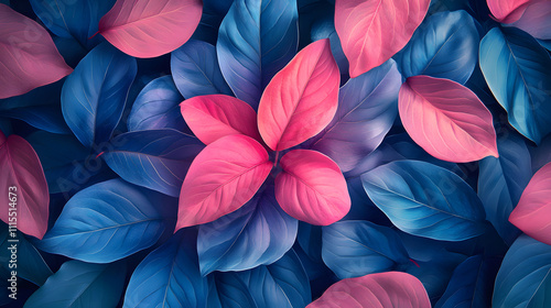 Wallpaper Mural Vibrant arrangement of pink and blue leaves showcasing nature's beauty in modern design Torontodigital.ca