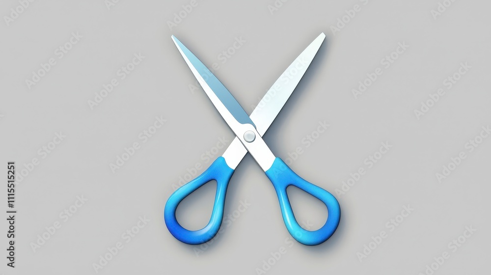 Blue Scissors on a Gray Background for Creative and Craft Projects Blue Scissors on a Gray Background for Creative and Craft Projects