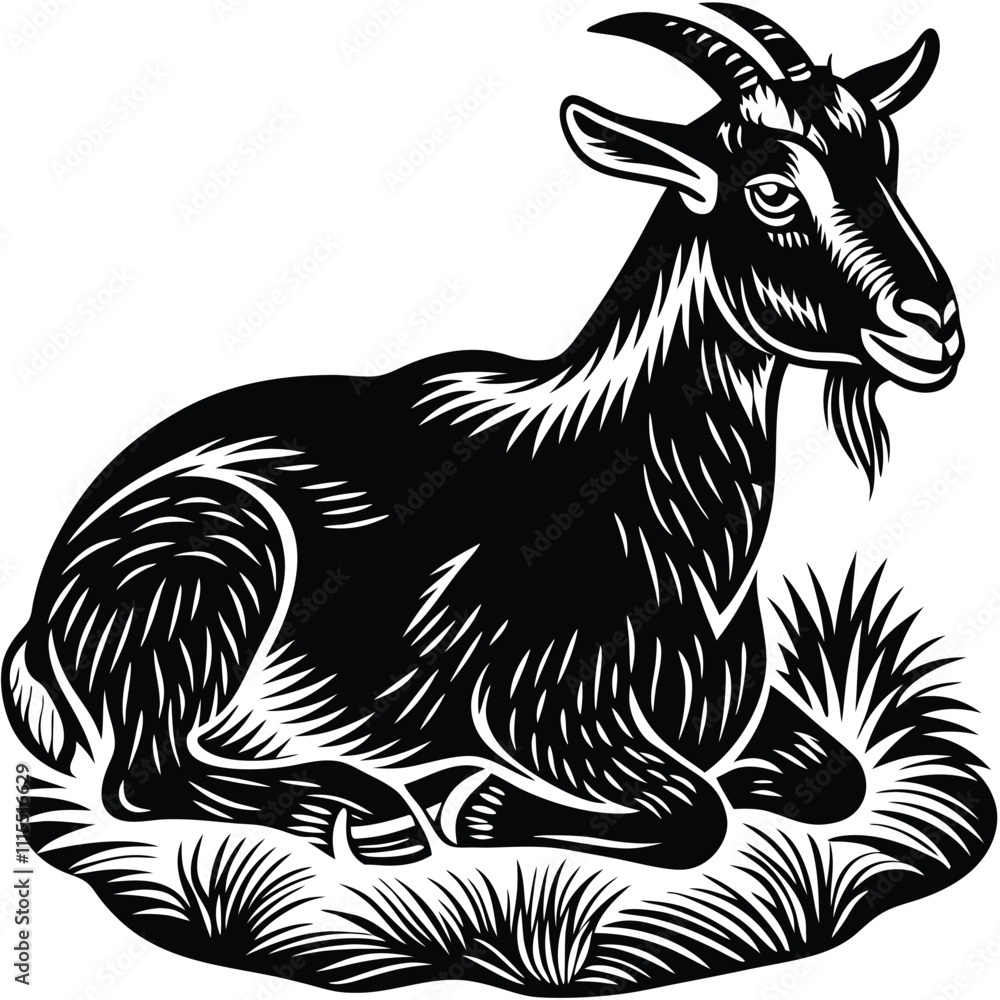 Fototapeta premium Goat vector silhouette,isolated white background