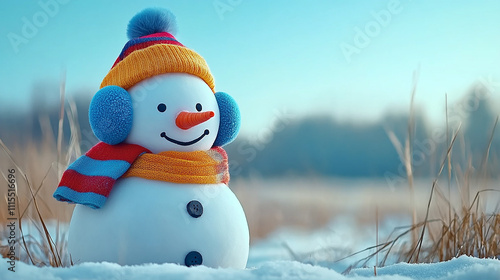 snowman on the snow photo