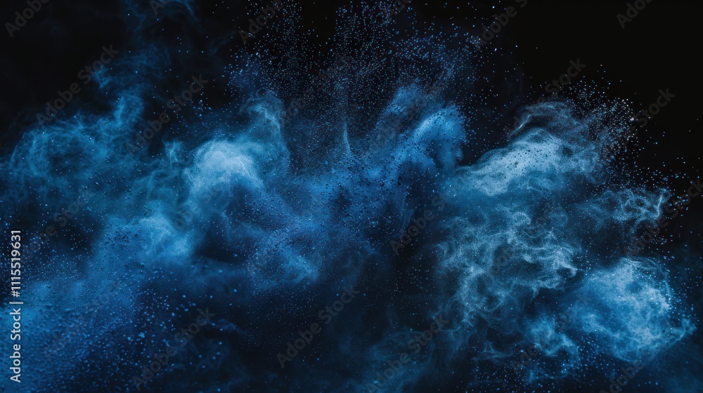Fototapeta premium Abstract Blue Smoke on Black Background