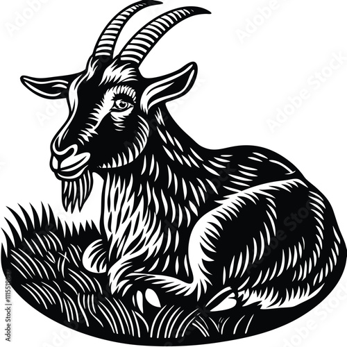 Goat vector silhouette,isolated white background