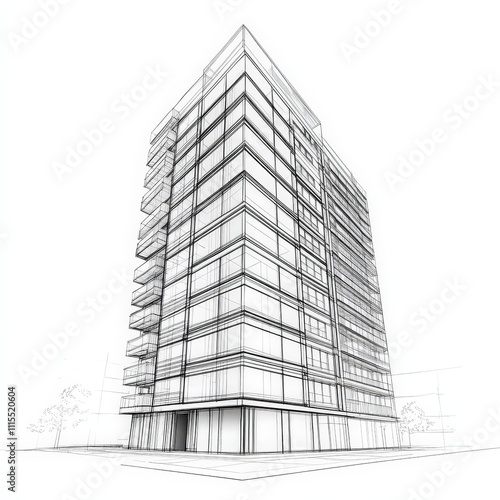 A tall building with many windows and a large entrance