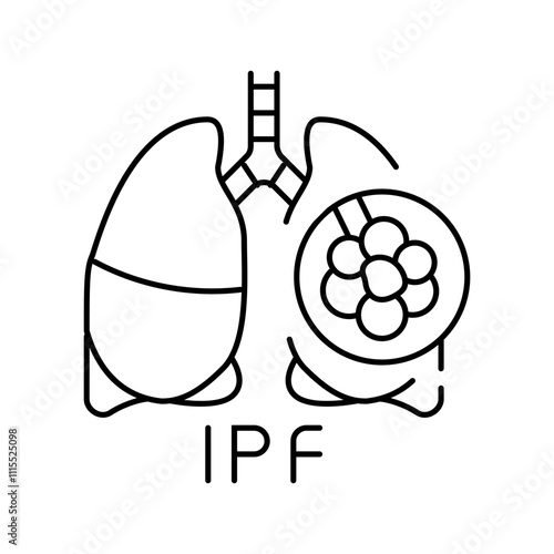 idiopathic pulmonary fibrosis line icon vector. idiopathic pulmonary fibrosis sign. isolated contour symbol black illustration