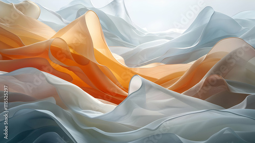 Abstract 3D Orange and Gray Drapery Background