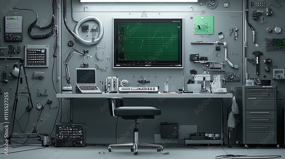 A futuristic workshop, artisans using nanomaterials to craft ultra-strong tools, photorealistic textures and soft lighting A futuristic workshop, artisans using nanomaterials to craft ultra-strong tools, photorealistic textures and soft lighting