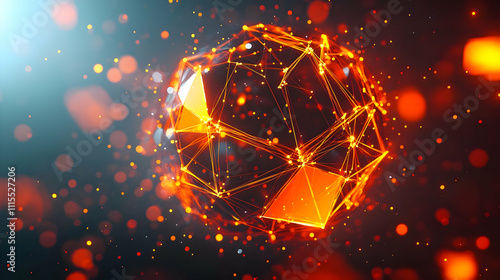 Abstract 3D Orange Glow Sphere Background