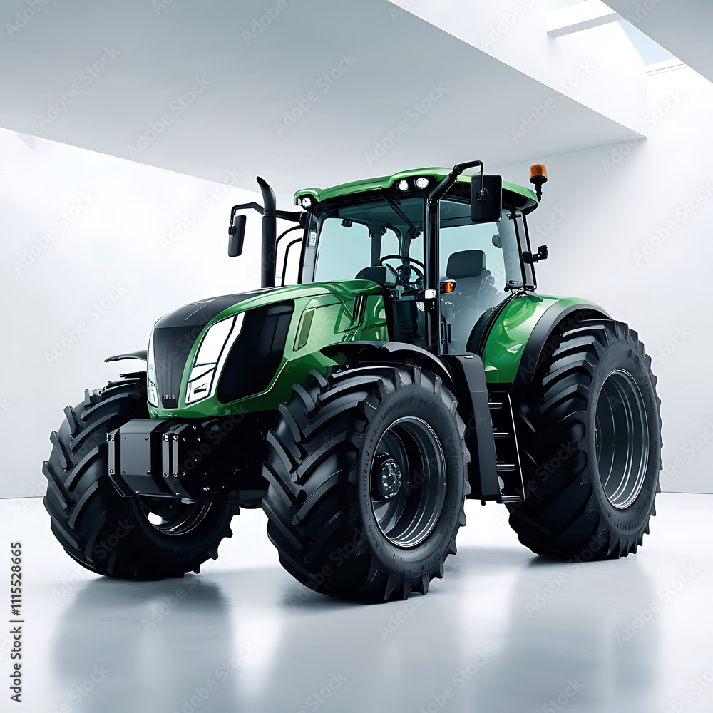 Obraz premium Modern tractor in the field close-up.