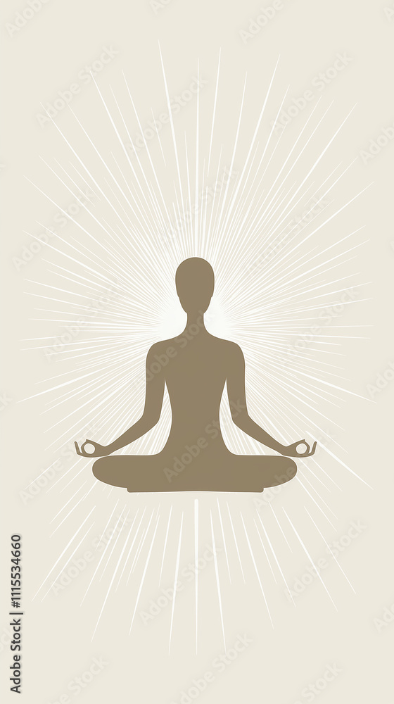 Meditation figure with radiant light minimalist design. Meditation figure with radiant light minimalist design.