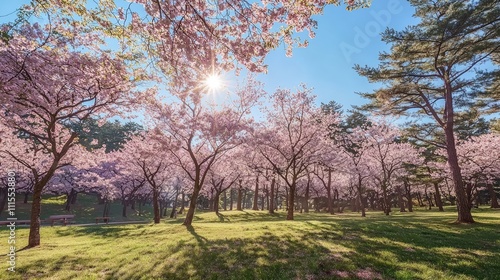 Cerisiers en fleurs au mont Yoshino, prÃ©fecture de Nara, Japon photo