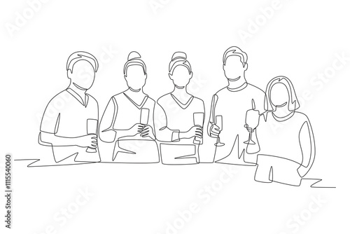 Family gatherings concept one-line drawing