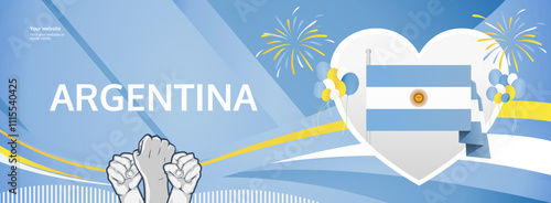 Happy Argentina Independence Day concept vector background illustration. Modern banner concept of National Independence Day in Argentina flag colors.