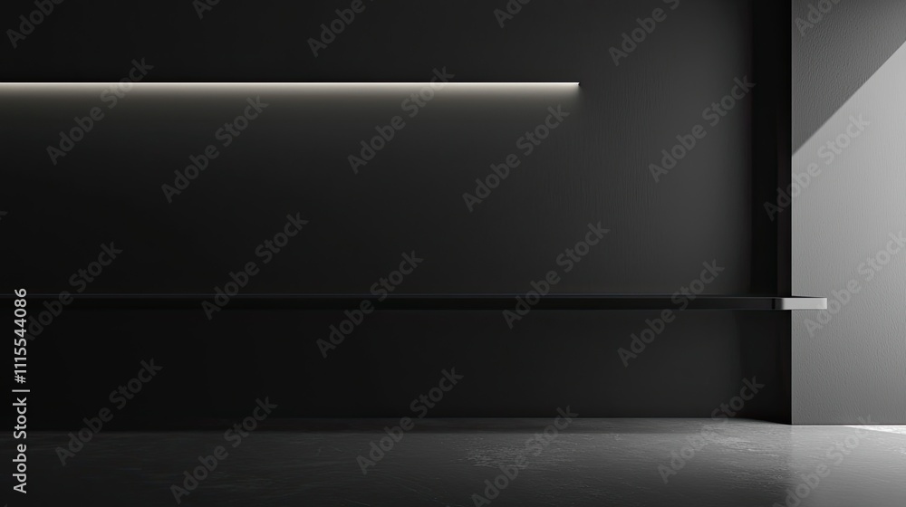Obraz premium Black Interior Design with Counter and Empty Wall