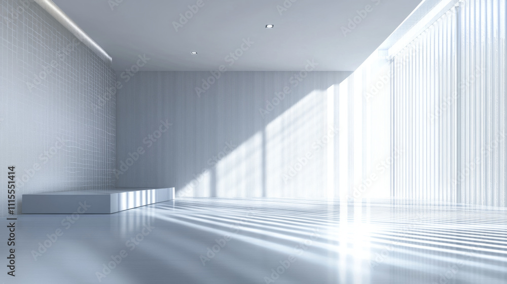 Fototapeta premium Urban Simple Modern White Space Interior Design Sunlight Shadow Interplay