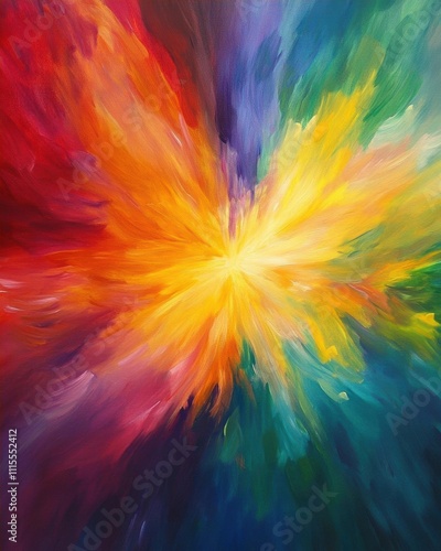A vibrant explosion of colors radiating energy and creativity.