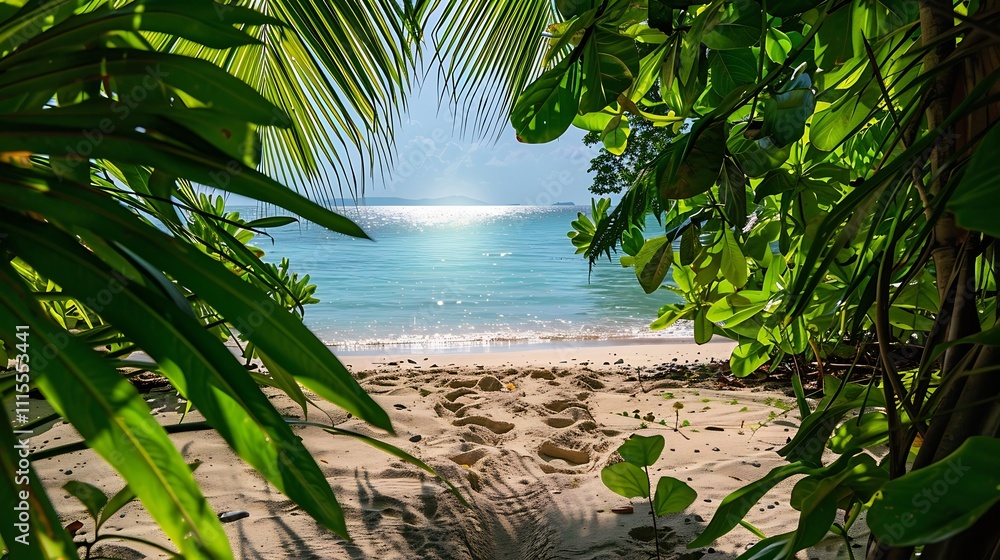 Naklejka premium Serene Coastal Views: Day, Night, and Sunset Reflections with Ocean Waves and Seashells