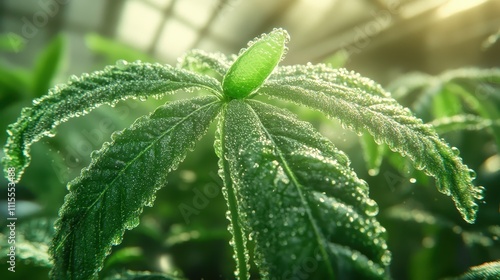 natural transpiration photosynthesis process demonstrating water movement through a leafs veins close up focus on plant biology realistic Composite laboratory setting photo