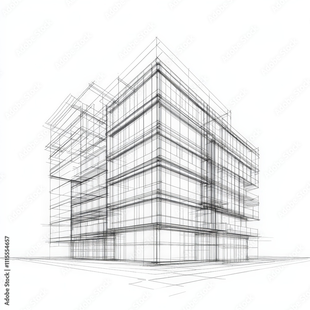 Fototapeta premium A large building with many windows and a very tall structure