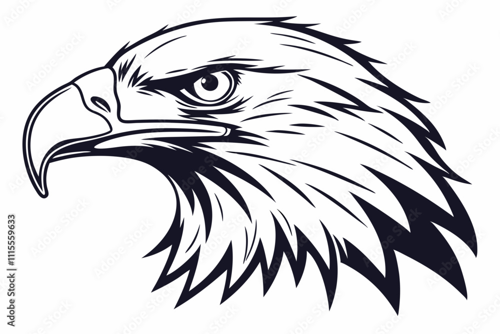 Fototapeta premium Eagle head silhouette vector illustration, head stylized logo, eagle bird icon