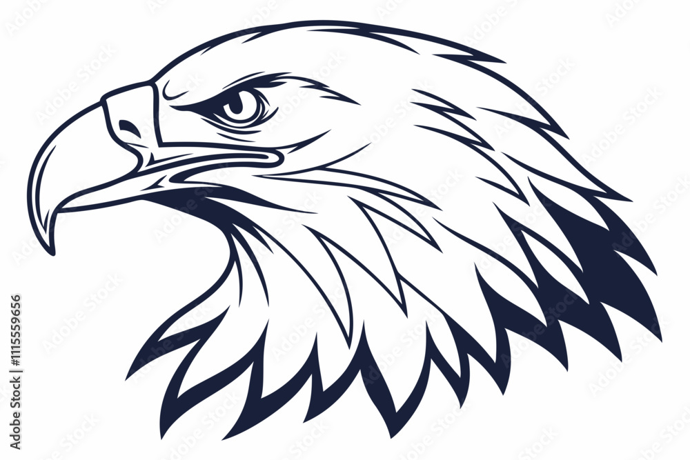 Fototapeta premium Eagle head silhouette vector illustration, head stylized logo, eagle bird icon