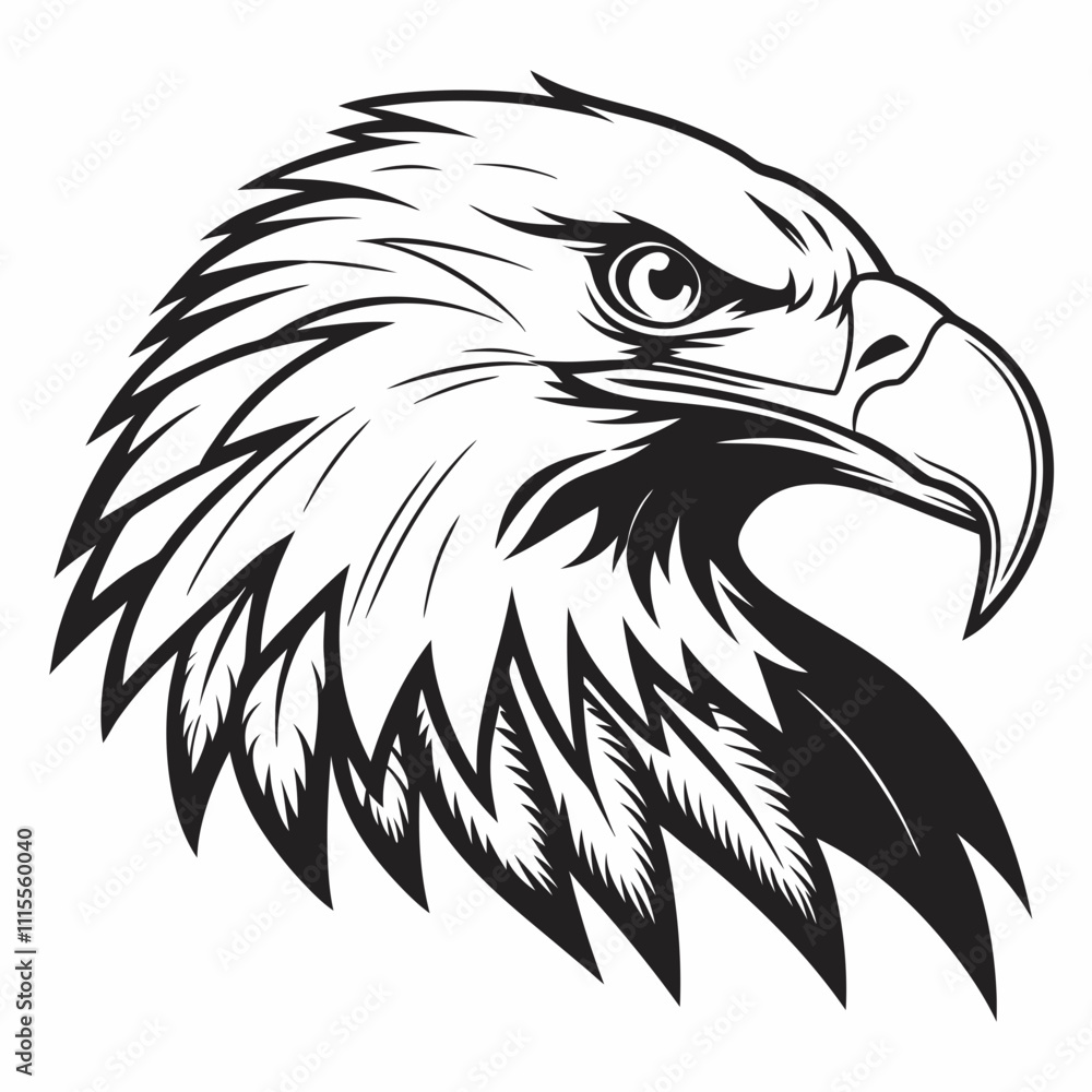 Fototapeta premium Eagle head silhouette vector illustration, head stylized logo, eagle bird icon