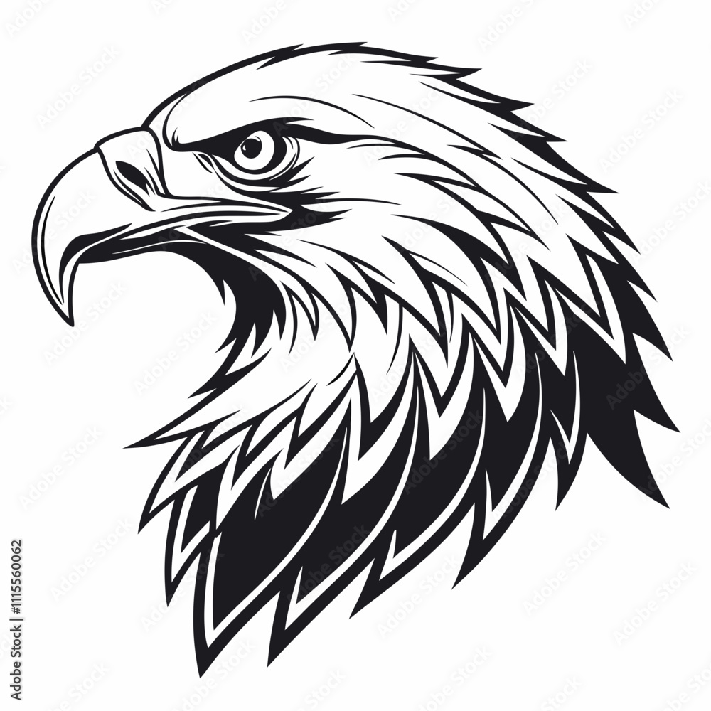 Obraz premium Eagle head silhouette vector illustration, head stylized logo, eagle bird icon