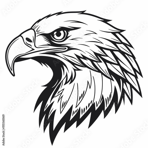 Eagle head silhouette vector illustration, head stylized logo, eagle bird icon