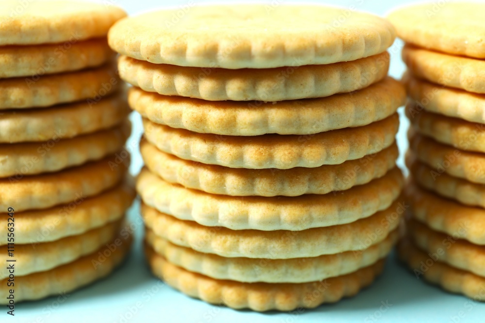 Delicious crispy crackers cookies on color background Delicious crispy crackers cookies on color background