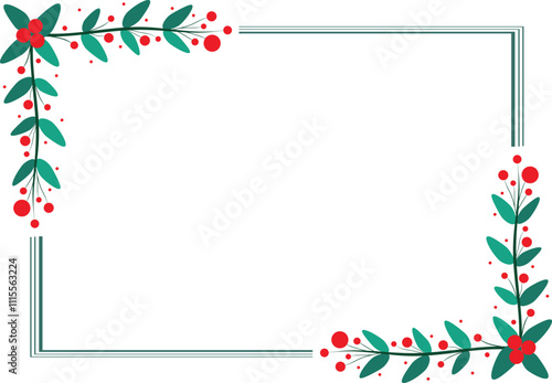 Beautiful Rectangular Frame Decorated With Red Cherry And Green Leaves