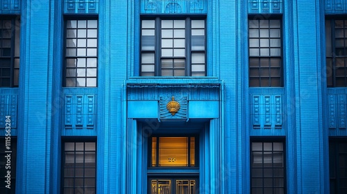 Wallpaper Mural Ultra Detailed Blue Building Facade in Urban Setting Torontodigital.ca