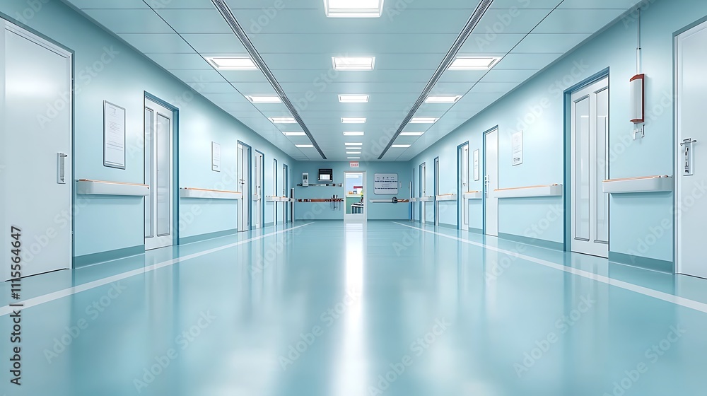 Obraz premium Digital art in urban hospital corridors modern design for clean healthcare environments
