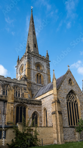 Architectural detail of Holy Trinity Church (Shakespeare's Church) in Stratford-upon-Avon, England. This historic parish church is famous as the site of Shakespeare's baptism and burial.