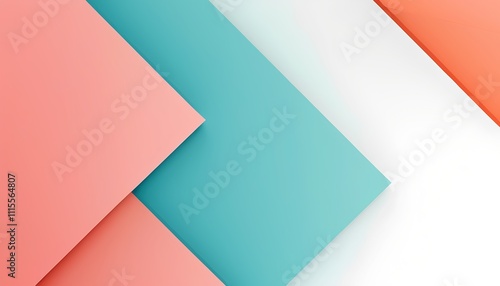 Geometric arrangement of colorful paper sheets in soft pastel tones on a minimalist backdrop