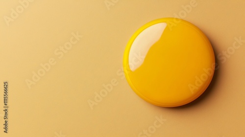 A glossy yellow paint droplet rests on a smooth, light yellow surface, creating a minimalist and vibrant visual effect.