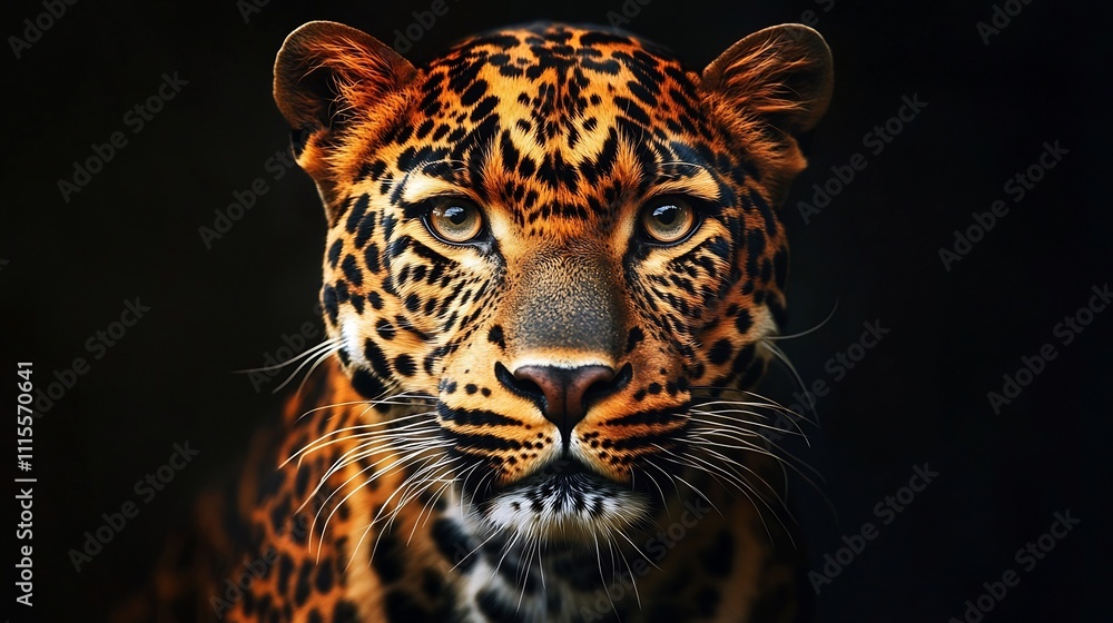 Obraz premium Magnificent Leopard Portrait: Close-Up of a Wild Cat